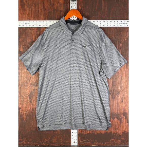 Nike Golf Vapor Knit Striped Dri-Fit Polo Shirt Geometric Print Gray Black XL - Picture 2 of 11